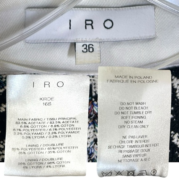 Iro - Women’s ‘Kroe’ Tweed Jacket, Tribal Chevron Print - White Size 36 FR 4 US - Picture 17 of 17